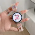 Cute pink bear braided watch strap replacement for smart watch, stylish soft fabric band design. - Compatible: 18mm / Cute Bear Woven - Pink Spring Cherry