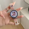 Cute braided smartwatch strap replacement with adorable bear design, stylish and comfortable. - Compatible: 18mm / Cute Bear Woven - Pink Sand