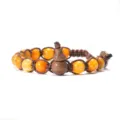 Bracelet en perles d'agate en pierre naturelle avec pendentif gourde en bois bijoux tresses - Agate Craquelée Jaune
