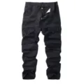 Men's black tactical cargo pants casual multi-pocket outdoor sports trousers autumn new - 30 / Black