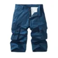 Men casual blue cargo shorts with multiple utility pockets and zip fly for daily wear. - 30 / Blue