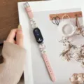 Cinturino per orologio in pelle con perle di cristallo compatibile con fitness tracker. - Compatibile con Xiaomi 8/9 / Rosa