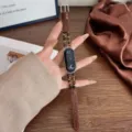 Cinturino per orologio in pelle con perline di cristallo ricambio fitness tracker - Compatibile con Xiaomi 8/9 / Caffè