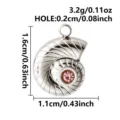 Pendentif coquillage conque en acier inoxydable avec cristal rose pour DIY bijoux 1.6x1.1cm - Argent/Zircone Rose