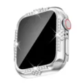 Silbernes Strass Apple Watch Case mit integriertem Schutzglas für Detailansicht. - Silber