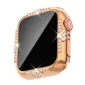 Rose gold rhinestone watch case detail, sparkling crystals, electroplated protective cover. - 40mm / Rose Gold