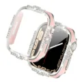 Diamant Schutzhülle für Apple Watch, galvanisierter Metallrahmen mit integriertem Glas. - Silberrosa