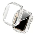 Silbernes Strass Uhrengehaeuse kompatibel mit Apple Watch, glaenzende Glitzer Schutzhuelle. - Silberweiß