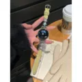 Bracelet montre Apple perle étoile velours côtelé accessoire chic élégant pour femme - Compatible avec Huawei GT2 Pro / ECG / Porsche Design - 22 mm / Jaune