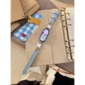 Denim leather smart watch band strap replacement cute puppy charm for Xiaomi Huawei. - Compatible: Apple 38/40/41/S10(42)mm / Blue Denim