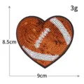Pailletten Football Herz Aufnäher bestickte Kleidung DIY Deko Applikation 9x8.5cm braun - M1621 Herz Football