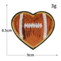 Herzförmiger Football Pailletten Aufnäher brauner Stoff Patch für Kleidung Dekor - M1620 Herz Goldrand Football