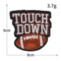 Pailletten Football Aufnäher, 9x9cm brauner bestickter DIY Kleidung Dekorationsabzeichen. - M1588 Touchdown Buchstabe Football