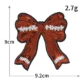 Braune Pailletten Schleife Stickerei Aufnäher Kleidung DIY Deko Zubehör groß 9x9.2cm - M1595 Gestreifte Schleife