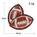 Brauner Pailletten American Football Stickaufnäher, 9x9cm DIY Kleidung Dekoration. - M1594 Standard Football