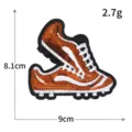 Pailletten Bestickter Sneaker Flicken Braun Weiß 9x8.1cm Kleidung Deko Applikation - M1590 Trendiger Sneaker