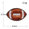 Pailletten Fussball Aufnaeher braun bestickte Sport Applikation Kleidung DIY Abzeichen 5.7x9.4cm - M1593 Brauner Streifen Football
