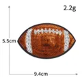 Braune Pailletten Fussball Aufnaeher bestickt DIY Kleidung Zubehoer Abzeichen 9.4x5.5cm - M1619 Braun Weiß Football