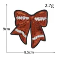 Braune Pailletten Schleife Aufnäher dekorative bestickte Applikation für Kleidung 9x8,5cm - M1592 Weißer Streifen Schleife