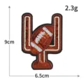 Brauner Pailletten-Football- und Torstangen-Aufnäher, 9x6.5cm groß und 2.3g schwer für Kleidung. - M1598 Torpfosten Und Football