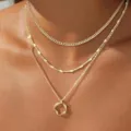 Collana a strati dorata catena multistrato delicata ciondolo gioielli donna elegante uso - Collana a Triplo Strato Cerchio Oro Chiaro Catena Magica 3mm