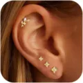 Orecchini in ottone placcato oro 14k con zirconi per donna gioielli alla moda - Stile 7 - 4 Pezzi