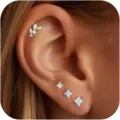 Set di orecchini minimalisti in zircone con piercing a foglia e fiori di cristallo brillanti. - Stile 8 - 4 Pezzi