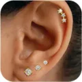 14k placcato oro ottone orecchini set minimalista multi piercing lobo e elice chic - Stile 9 - 4 Pezzi