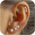 Set di orecchini a lobo minimalisti placcati in oro 14k con zirconi cubici per donne e cartilagine - Stile 10 - 4 Pezzi