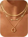 Set collana girocollo dorata multistrato da donna gioielli catena minimalista stile elegante - Collana a Triplo Strato Cerchio Irregolare Catena a Spina di Pesce Oro