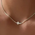 Catena clavicolare con ciondolo a croce argento semplice moda versatile collana chic - Croce in Argento