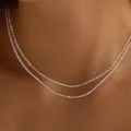 Elegante collana a doppia catena stile minimalista gioiello alla moda da indossare - Catena a O in Argento + Collana con Piccole Perle