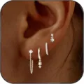 Set di orecchini in argento con perle e zirconi, perfetto per feste e uso quotidiano. - Combinazione di Perle / 4 Pezzi Per Orecchio Singolo / Argento