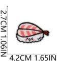 Cute ebi sushi embroidered patch detail view, perfect for clothing decoration and DIY crafts. - Pink White Shrimp (X1FT-065-11)