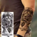 Realistic lion family temporary tattoo sticker waterproof body art for arm thigh 1pcs - Lion Family Style (NZ1004)