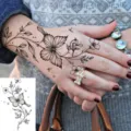 Temporary botanical butterfly bird temporary tattoo sticker for women hand wrist body art decor. - HL108 / 12x8cm