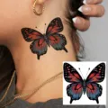 Butterfly temporary tattoo sticker for neck and hand body art waterproof fake tattoo. - HA151 / 8x8cm