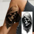 Halloween waterproof skull temporary tattoo sticker for arm and leg realistic body art decor - NZ967 / 19.8x9.6CM