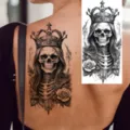 Halloween gothic crown skeleton temporary tattoo sticker waterproof body art decor - NZ1065 / 19.8x9.6CM