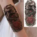 Tatuaggio temporaneo aquila e peonia per braccio e gamba, design d'arte corporea realista. - NZ161 / 19.8x9.6CM