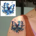 Waterproof blue butterfly temporary tattoo sticker for arm shoulder and body art decor - HA228 / 8x8cm