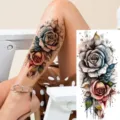 Watercolor rose temporary tattoo sticker for arm and leg sexy floral body art design main view - Rose Flower Style (NZ821)