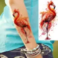 Watercolor flamingo temporary tattoo sticker for arm and leg, waterproof body art design art. - NZ1223 / 19.8x9.6CM