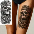 Adesivo tatuaggio temporaneo impermeabile teschio corona per braccio gamba arte. - NZ071 / 19.8x9.6CM