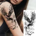 Waterproof realistic temporary phoenix tattoo sticker for arm and leg daily wear body art. - NZ020 / 19.8x9.6CM