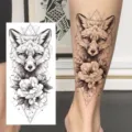 Adesivo per tatuaggio temporaneo volpe geometrica peonia per braccio e gamba. - NZ028 / 19.8x9.6CM