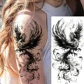 Waterproof realistic phoenix tattoo sticker for arm and leg body art transfer design. - NZ022 / 19.8x9.6CM