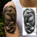 Adesivo per tatuaggio temporaneo aquila realistico impermeabile per braccio e gamba - NZ153 / 19.8x9.6CM