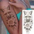 Geometric fox peony temporary tattoo sticker for arm and leg body art decoration. - NZ031 / 19.8x9.6CM
