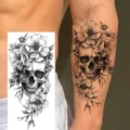 Halloween skull and flower temporary tattoo sticker for arm and leg gothic body art decor - NZ540